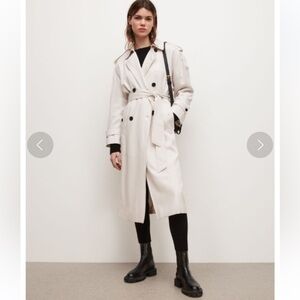 All Saints SUZE TIE WAIST TRENCH COAT IN IVORY WHITE sz.4